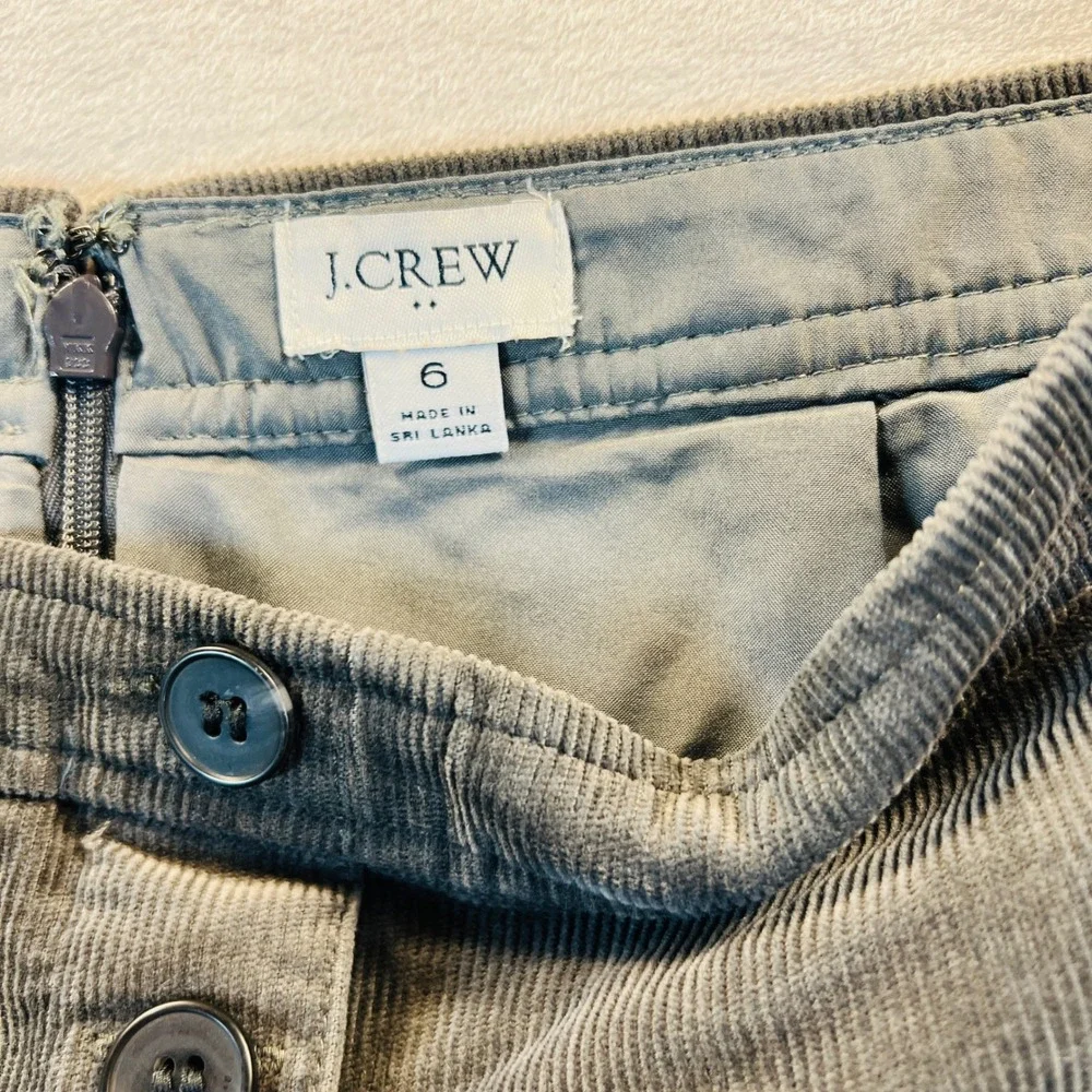 J.Crew Womens Gray Corduroy Button Front Mini Skirt Size 6 A-Line Pockets 1087
